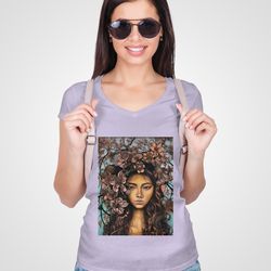 transfer print tahitian, wall decor, wall art, asian girl printable, bag print, t-shirt print, illustration