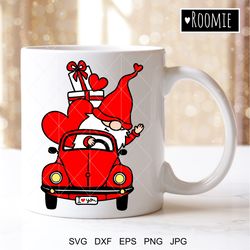 Valentines truck Svg Gnomes Clipart, Heart truck svg, i love you SVG, Valentine Shirt Card mug Design sublimation Cricut