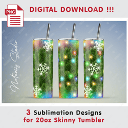 3 Christmas Tree Templates - Seamless Sublimation Patterns - 20oz SKINNY TUMBLER - Full Tumbler Wrap