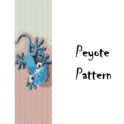 Lizard peyote pattern, beading bracelet patterns, blue seed bead pattern Bead Graph Digital PDF