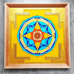 Stained glass Jupiter yantra Guru yantra Mandala Buddha Energy Healing Yoga art