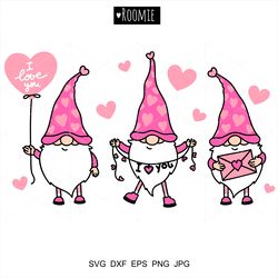 Valentine Gnomes Clipart Svg, Scandi Gnome Svg, i love you svg, Valentine Shirt Design, Gnomes with Hearts Cricut