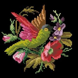 220705 parrot in a wreath with a poppy