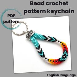 Bead crochet pattern, PDF pattern, Pattern keychain, Turquoise keychain pattern