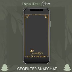 Graduation Geofilter Snapchat Class of 2023 Geotag Gold Frame Grad Party Snap Diploma Custom Filter Educated AF Snapchat