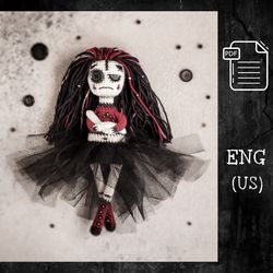 CROCHET PATTERN Gothic Doll / Gothic Amigurumi Doll / Amigurumi Little Doll / Crochet creepy Girl / Voodoo Doll / Hallow