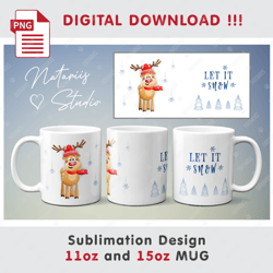 Cute Christmas Sublimation Design - 11oz 15oz MUG - Digital Mug Wrap