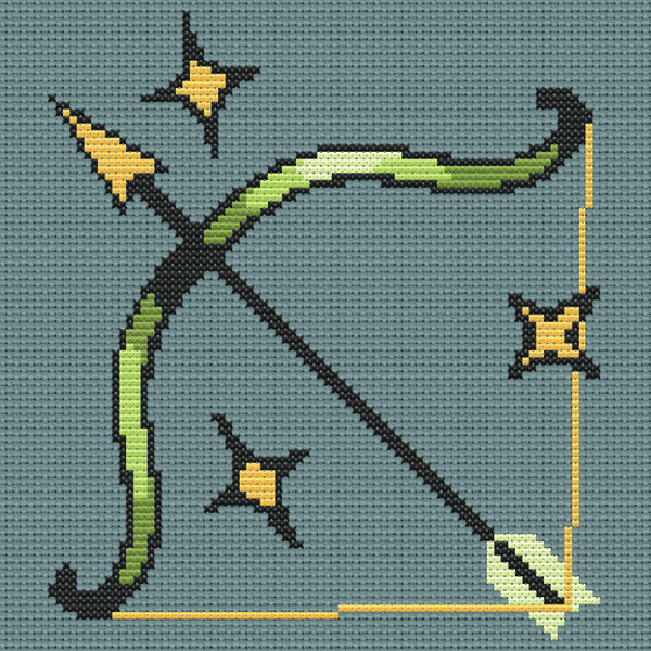 Sagittarius Zodiac Easy counted cross stitch chart, perfect for first timers! This design is quick and easy in work.