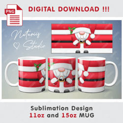 Cute Christmas Santa Claus Sublimation Design - 11oz 15oz MUG - Digital Mug Wrap