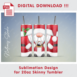 Cute Christmas Santa Claus - Seamless Sublimation Pattern - 20oz SKINNY TUMBLER - Full Tumbler Wrap