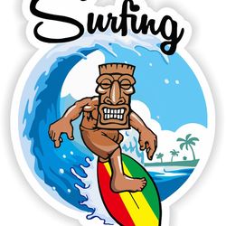 tiki surfer sticker for bumper car van truck motorcycle helmet toolbox door pc boat