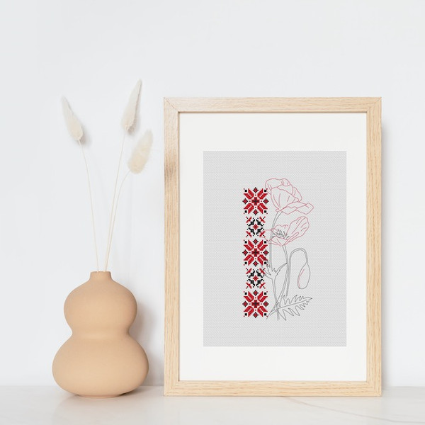 Poppy cross stitch pattern