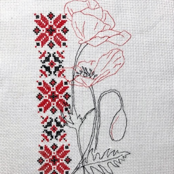 Flower with ornament cross stitch