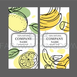 lemon banana labels design sketch vector illustration set