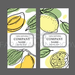 lemon mango design sticker sketch vector illustration set