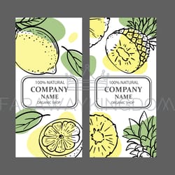 lemon pineapple design sticker sketch vector illustration set