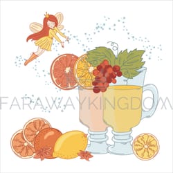 lemonade fairy dessert princess vector illustration set