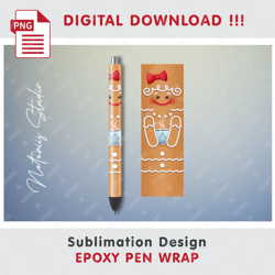 Cute Christmas Gingerbread - Seamless  Pattern - EPOXY PEN WRAP - Full Pen Wrap