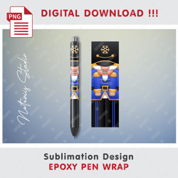 Cute Christmas Nutcracker - Seamless  Pattern - EPOXY PEN WRAP - Full Pen Wrap