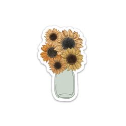 sunflower stickers | mason jar flowers sticker | sun flower decal