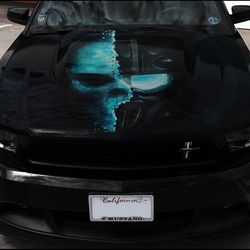 Vinyl Car Hood Wrap Full Color Graphics Decal Cyborg Skull Sticker