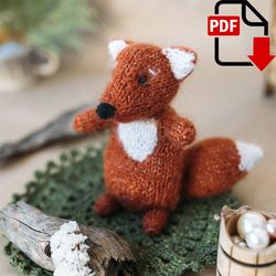 Mini Fox knitting pattern. Little knitted realistic fox and wolf step by step tutorial. DIY woodland animal. English and