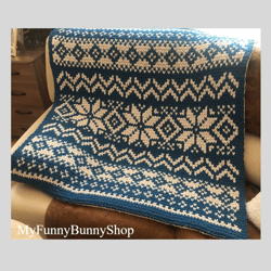 Loop yarn Finger knitted Christmas Holiday blanket pattern PDF Download