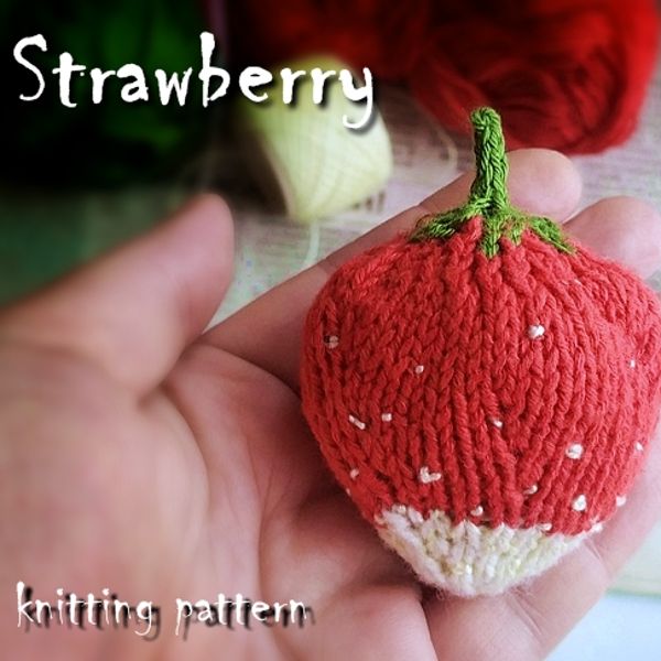 Strawberry knitting pattern, red berry pattern, knitted berry, tutorial, knitting decor, amigurumi brooch, cute toy diy 1.jpg