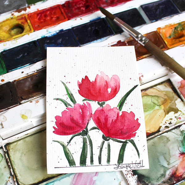 Pink poppies painting