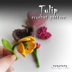 Tulip Crochet Pattern, flower pattern, mother's day, realistic flower, amigurumi pattern, tutorial, crochet brooch DIY