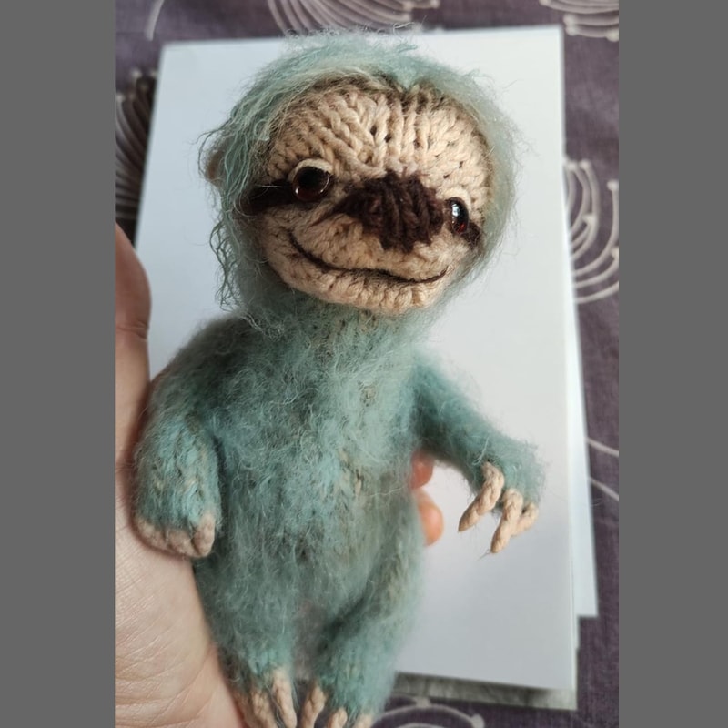 Sloth toy knitting pattern, knitted exotic animal, amigurumi, interior decor DIY, knitting tutorial, animal toy pattern 3.jpg