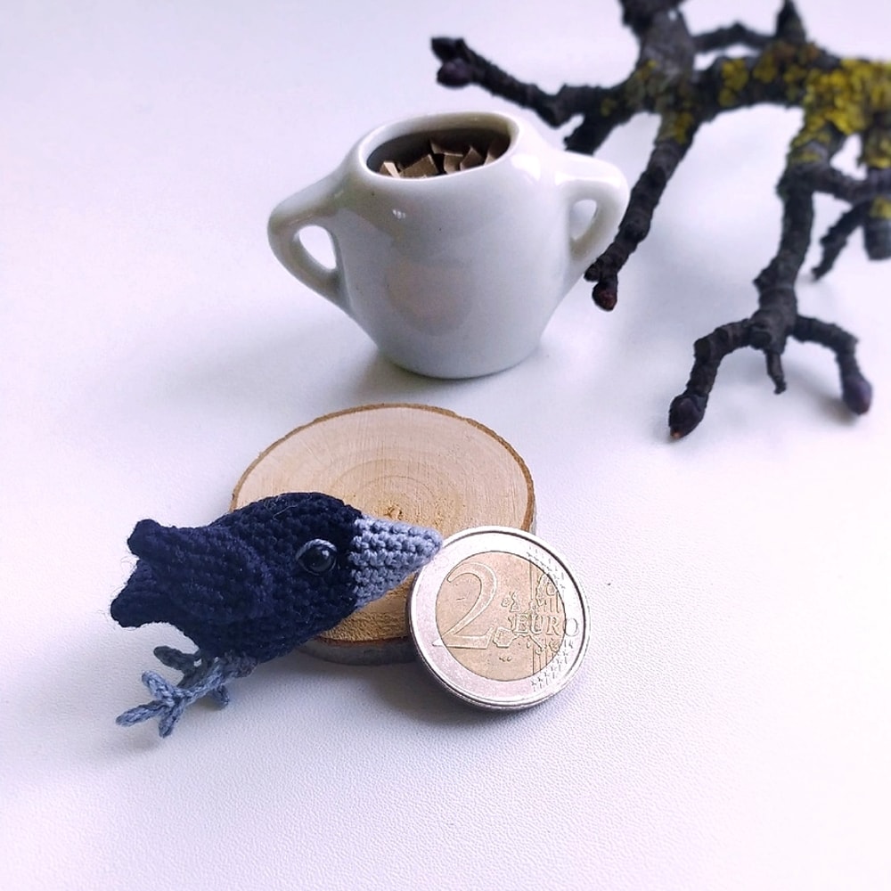 Crow crochet pattern, amigurumi bird pattern, Halloween decor, crochet brooch, cute crow, white crow, tutorial, ebook 2.jpg