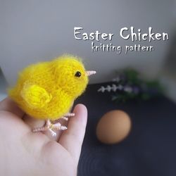 Easter chicken knitting pattern, bird amigurumi pattern, easter decor, gift for frend, knitting tutorial, knitting ebook