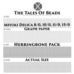 Herringbone Graph Paper Miyuki Delica / Actual Size Seed Bead Graph Paper