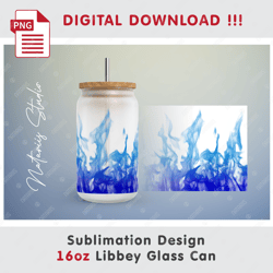 Fire Flame Sublimation Patterns - Seamless  Pattern - 16oz LIBBEY GLASS CAN - Full Can Wrap