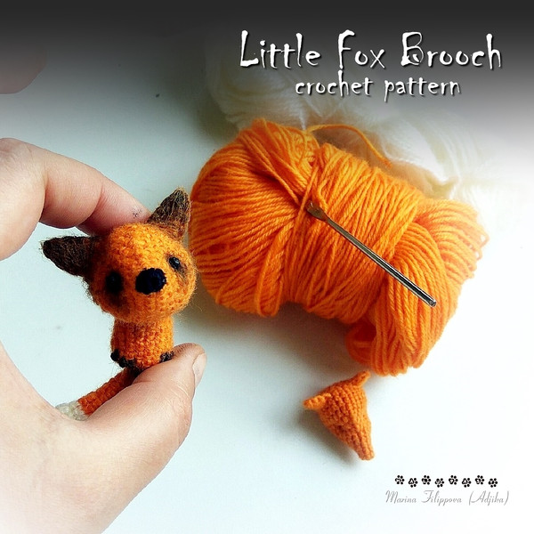Fox crochet pattern, cute amigurumi brooch, red fox tutorial, kawaii pin, pin for bags, small brooch, kids toy ebook 1.jpg