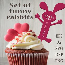 A set of funny SVG topper bunnies