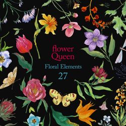 floral vintage elements, botanical clipart