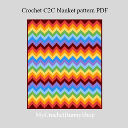 Crochet C2C Zig Zag blanket pattern PDF