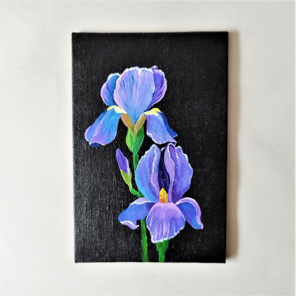 Small-painting-irises-on-black-canvas-wall-decor.jpg
