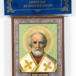 Nicholas the Wonderworker orthodox blessed wooden icon compact size orthodox gift free shipping