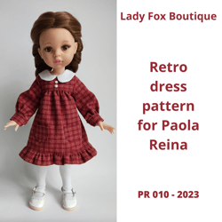Retro dress pattern for Paola Reina dolls