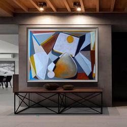 Abstract oil painting Large abstraction on wall Abstract Art Cubism style Abstract artwork Bright abstraction on canvas