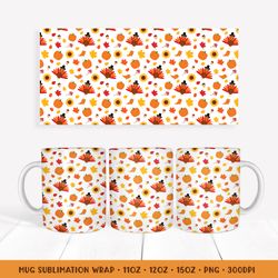 Thanksgiving Mug Sublimation Wrap. Thanksgiving Mug  Design PNG