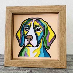 Dog 3D Layered SVG For Cardstock/ Colorful Beagle Multilayer SVG/ Dog Mandala Pop Art/ 3D Dog Papercraft SVG