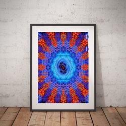 Intruder, abstract art, red blue art, fractal art, spiritual art, yoga art