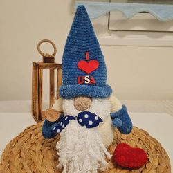 USA gnome crochet Patriotic gnome plush Patriotic gnomes 4th july gnome Independence day gnome Crochet gnome doll Gnomes