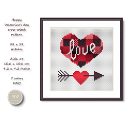 Valentine's Day Cross Stitch Patterns Heart Love Valentine's Day DIY Cross Stitch Digital File Download PDF-2 280