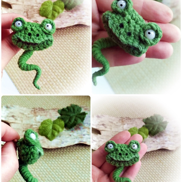Tapdole brooch crochet pattern, cute crochet frog, amigurumi brooch pattern, small pin for kids, funny keychain guide 5.jpg