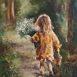 original painting walking in the woods small oil painting impressionism